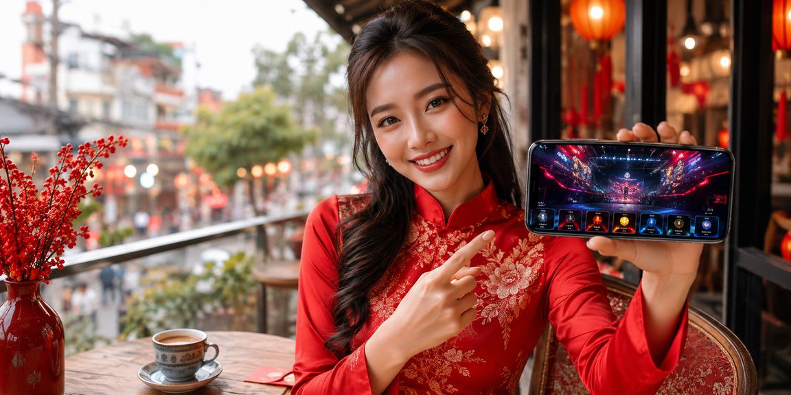 Thiếu nữ Hà Nội mặc áo dài theo dõi giải esports và đặt kèo trực tuyến trên máy tính
